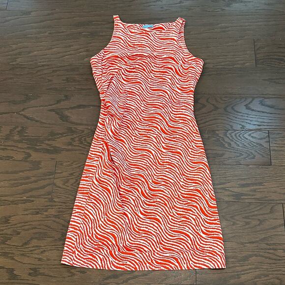 J. Mclaughlin Red/White Zebra Catalina Cloth Sleeveless Halter Dress Size XS - Picture 1 of 10